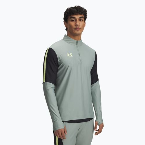 Men's football sweatshirt Under Armour Challenger Pro 1/4 Zip silica green / black / sonic yellow