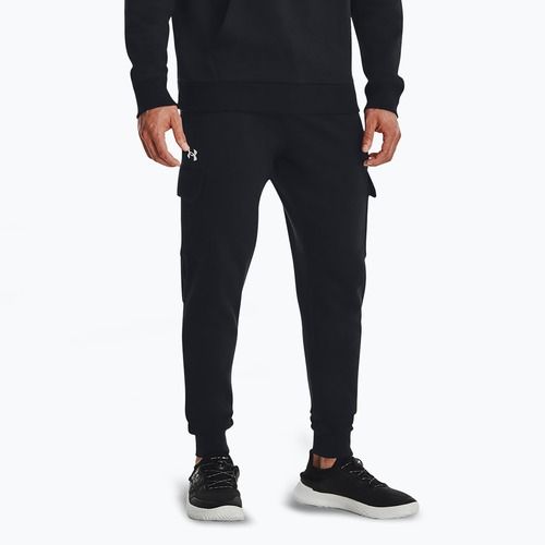 Men's trousers Under Armour Rival Fleece Cargo Jogger black / white