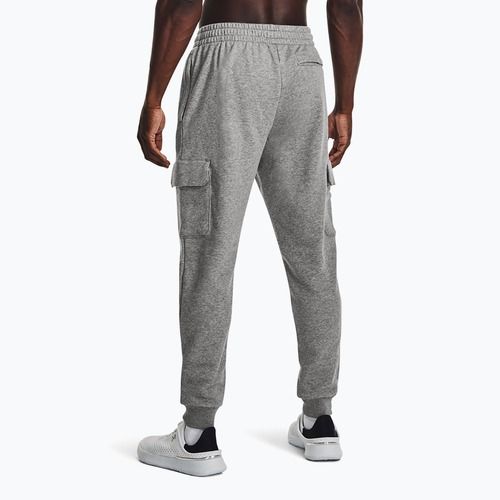 Men's trousers Under Armour Rival Fleece Cargo Jogger castlerock light heather / white