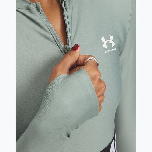 Women's training top Under Armour Heat Gear Rib 1/4 Zip silica green/silica green/white