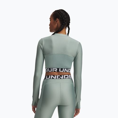 Women's training top Under Armour Heat Gear Rib 1/4 Zip silica green/silica green/white