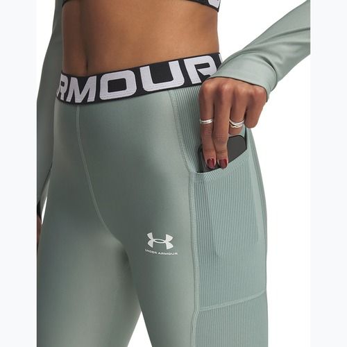 Women's leggings Under Armour HeatGear Rib silica green/silica green/white