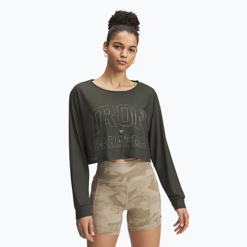 Women's Under Armour Project Rock IP baroque green/city khaki/city khaki longsleeve