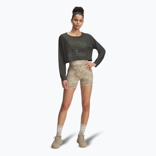 Women's Under Armour Project Rock IP baroque green/city khaki/city khaki longsleeve