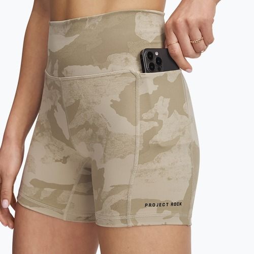 Women's training shorts Under Armour Project Rock Middy city khaki / black