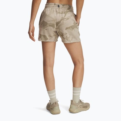 Women's shorts Under Armour Project Rock Terry city khaki / hyper green