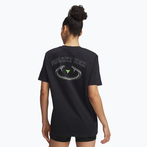 Women's T-shirt Under Armour Project Rock Campus black/white clay/hyper green