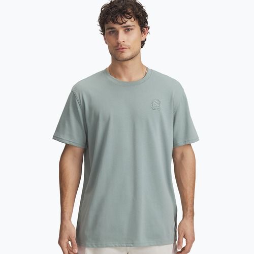 Men's basketball T-shirt Under Armour Curry Heavyweight Trend Tee silica green/silica green