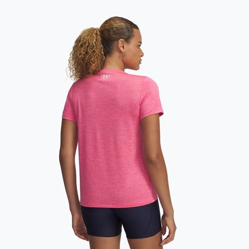 Women's training T-shirt Under Armour Tech C-Twist super pink/white