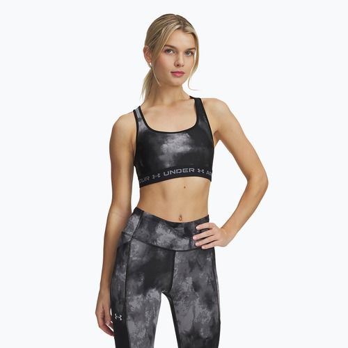 Training bra Under Armour Crossback Mid Print black/titan gray/titan gray