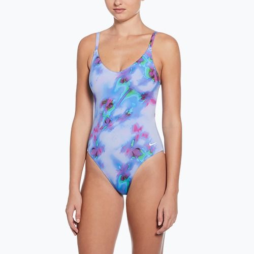Nike Floral Blur V-Neck women's one-piece swimsuit hydrangeas