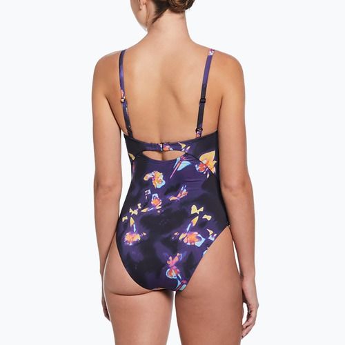 Nike Floral Blur V-Neck women's one-piece swimsuit black