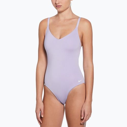 Women's one-piece swimsuit Nike Essential V-Neck hydrangeas