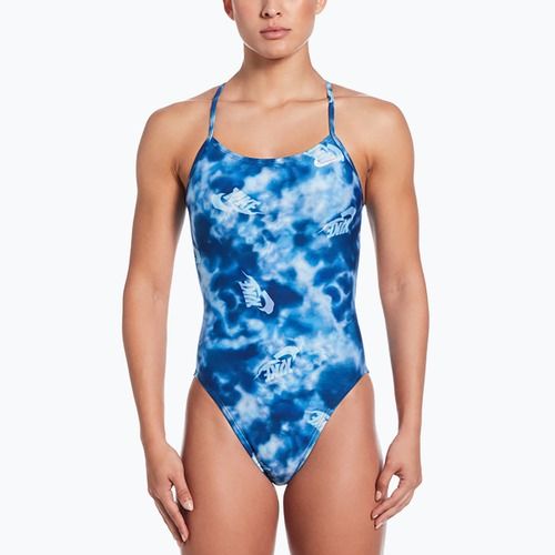Women's one-piece swimsuit Nike Hydrastrong Cutout blue