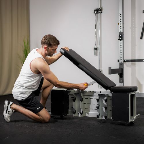 XTREXO Storage adjustable training bench black