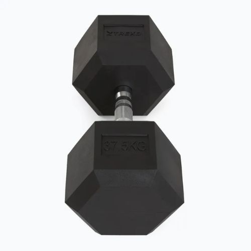 TREXO Hex 37.5 kg rubberised dumbbells