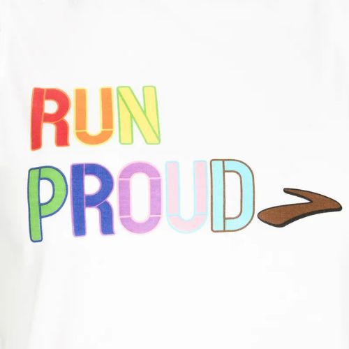 Women's Brooks Distance Graphic Tank white/rainbow/brow running shirt