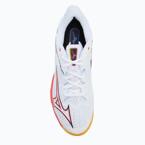 Mizuno Wave Exceed Tour 6 CC tennis shoes white/baritone blue/fiery coral 2