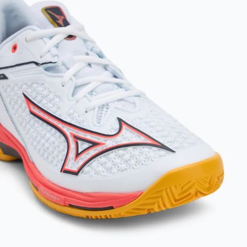 Mizuno Wave Exceed Tour 6 CC tennis shoes white/baritone blue/fiery coral 2