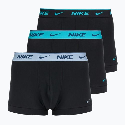 Men's boxer shorts Nike Everyday Cotton Stretch Trunk 3 pairs black light amry blue/dusty cactus/black waistband