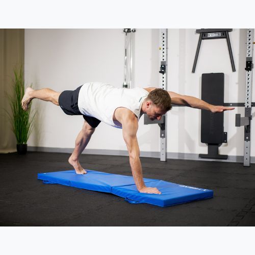 TREXO folding gymnastics mattress 180 x 60 x 5 cm blue