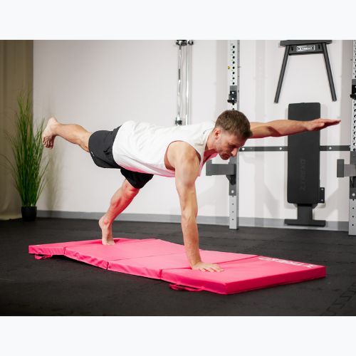 TREXO folding gymnastic mattress 195 x 80 x 5 cm pink
