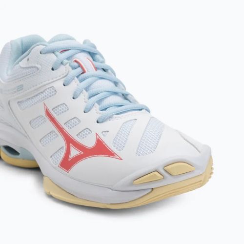 Women's volleyball shoes Mizuno Wave Voltage 2 white/calypso coral/pale banana