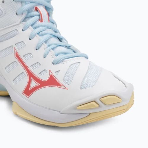 Women's volleyball shoes Mizuno Wave Voltage 2 Mid white/calypso coral/pale banana