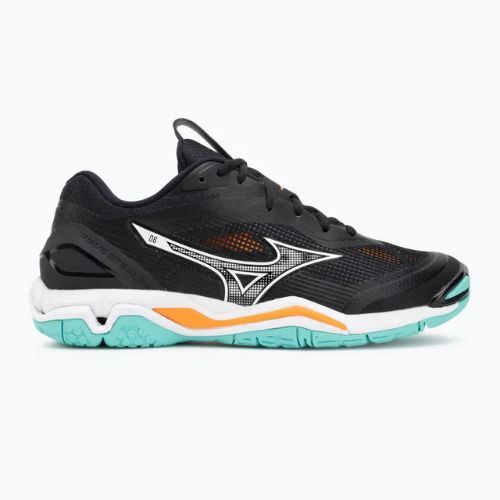 Mizuno Wave Stealth 6 handball shoes black/tangelo/ice green