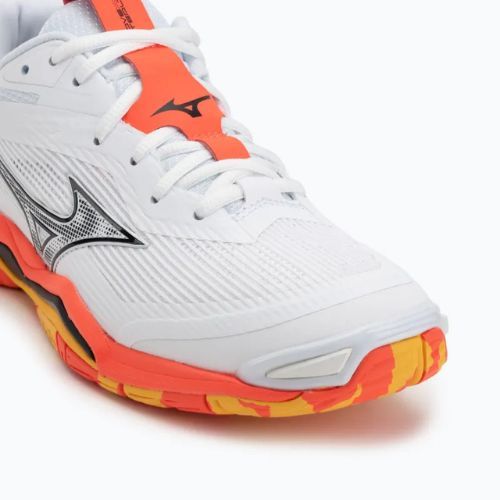 Mizuno Wave Stealth 6 handball shoe white/fiery coral 2/citrus