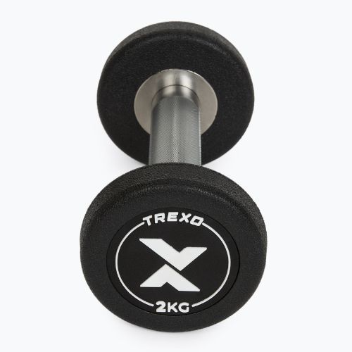 Rubber-coated cast iron dumbbell XTREXO Pro 2 kg black