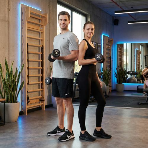 Rubber-coated cast iron dumbbell XTREXO Pro 4 kg black