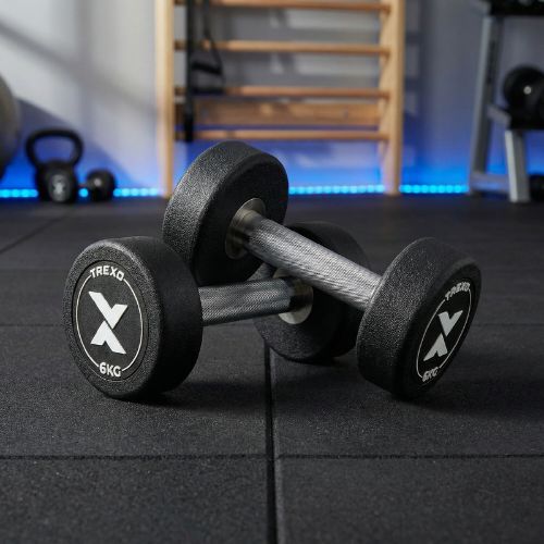 Rubber-coated cast iron dumbbell XTREXO Pro 6 kg black