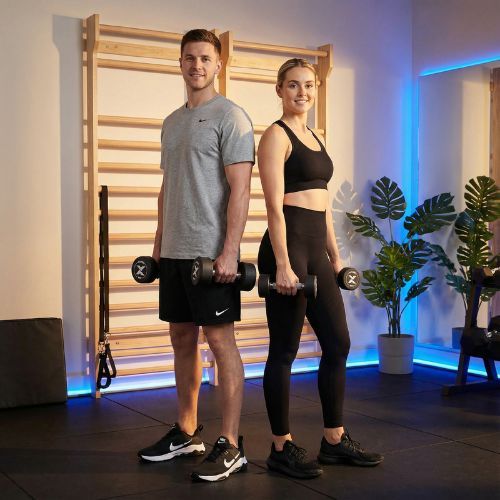 Rubber-coated cast iron dumbbell XTREXO Pro 8 kg black