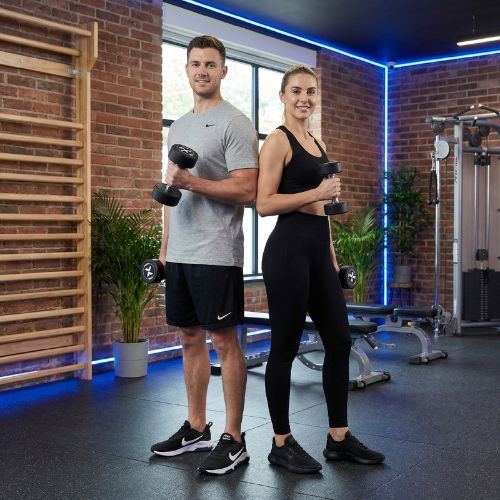 Rubber-coated cast iron dumbbell XTREXO Pro 10 kg black