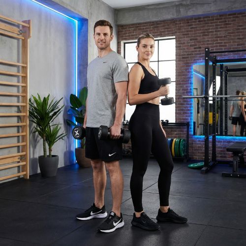 Rubber-coated cast iron dumbbell XTREXO Pro 12 kg black