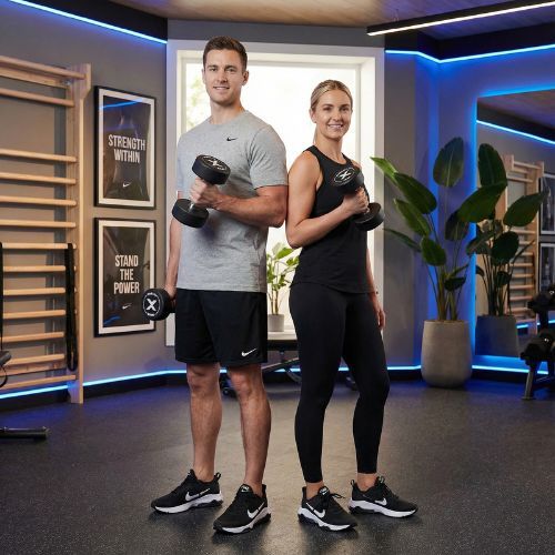 Rubber-coated cast iron dumbbell XTREXO Pro 20 kg black