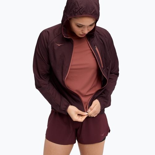 Women's running jacket HOKA Skyflow black cherry