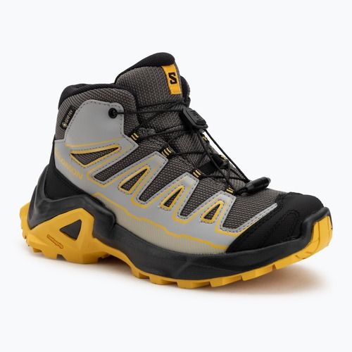 Children's trekking boots Salomon X Ultra Mid GTX castlerock/black/spicy/mustard