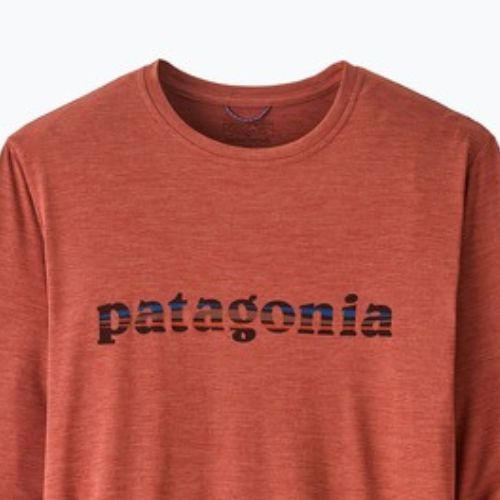 Men's longsleeve Patagonia Cap Cool Daily Graphic Shirt '73 text logo / potters red x-dye