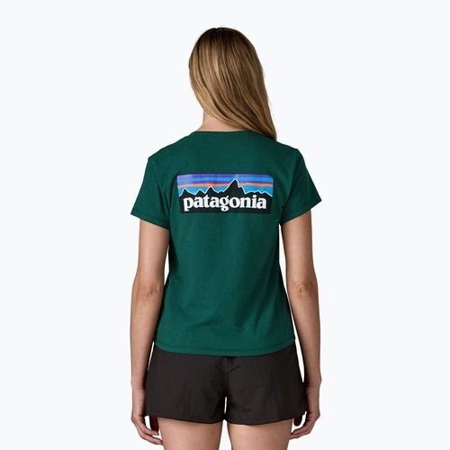Women's T-shirt Patagonia P-6 Logo Responsibili-Tee cascade green