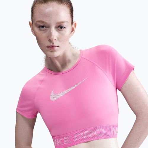 Woman's training top Nike Pro Dri-Fit Graphic Cropped playful pink/pink foam/white