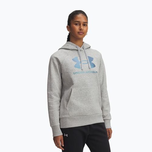 Women's sweatshirt Under Armour Rival Feelce Shimmer Hoody mod gray light heather/iridescent