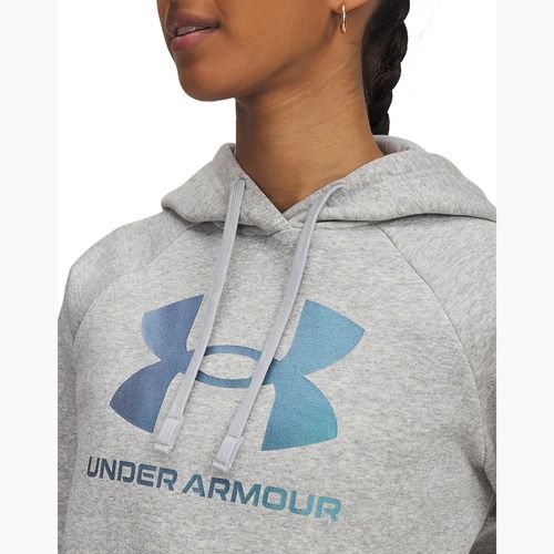 Women's sweatshirt Under Armour Rival Feelce Shimmer Hoody mod gray light heather/iridescent