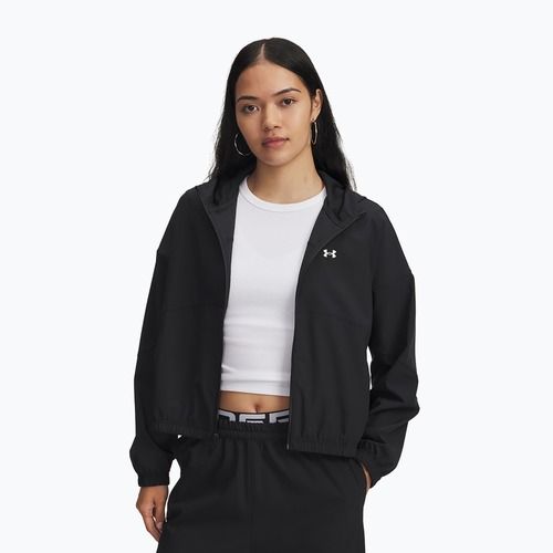 Women's jacket Under Armour Rival Woven Hoody black/black/white