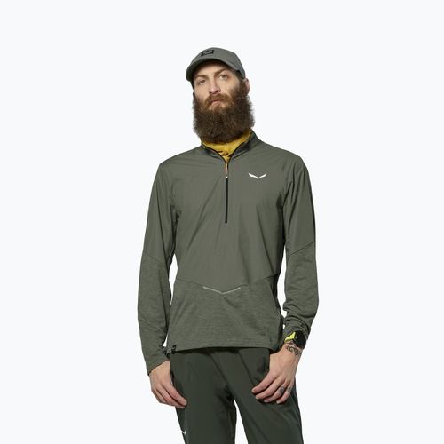 Men's longsleeve Salewa Pedroc Dry Wind Half Zip Tee faded green
