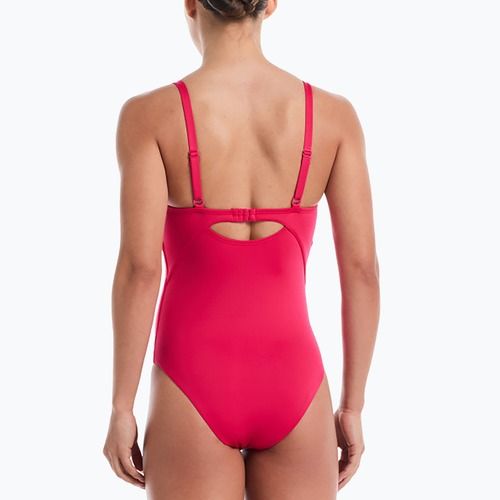 Women's one-piece swimsuit Nike Essential V-Neck rush pink