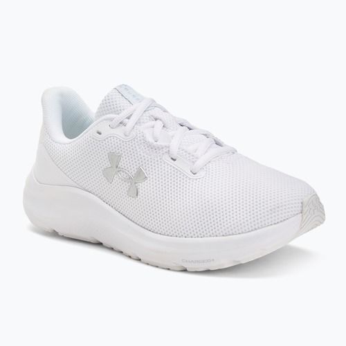 Women's running shoes Under Armour Charged Pursuit 4 white/white/metallic silver