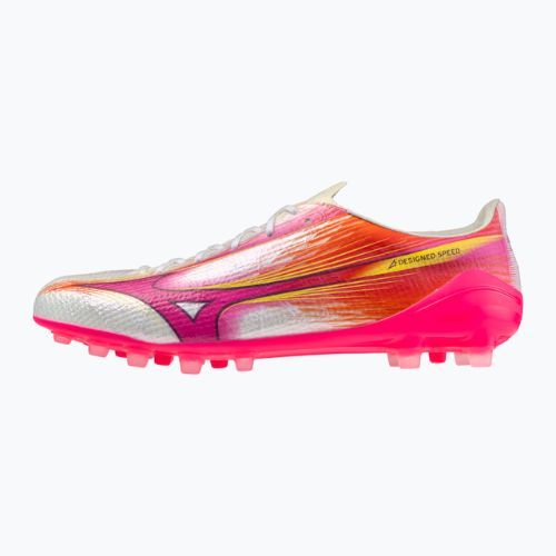 Football boots Mizuno Alfa III Elite AG white/fuchsia purple