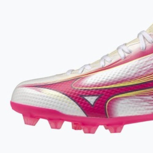 Children's football boots Mizuno Alfa III Select Jr FG white/fuchsia purple